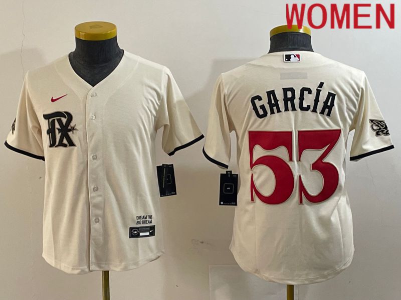 Women Texas Rangers #53 Garcia Cream City Edition 2024 Nike Game MLB Jersey style 1
